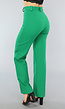 Groene Elastische Straight Leg Pantalon