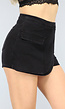 Zwarte Skort met Klepzak en Ronde Overslag