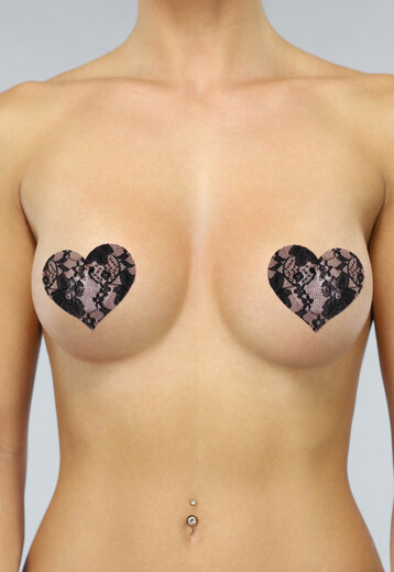 SALE35 Zwarte Heart Lace Tepelbedekker