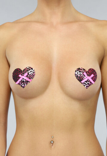 BF2023-1 Roze Luipaard Heart Tepelbedekkers