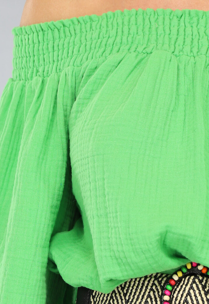 Groene Off Shoulder Mousseline Playsuit