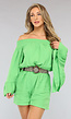 Groene Off Shoulder Mousseline Playsuit