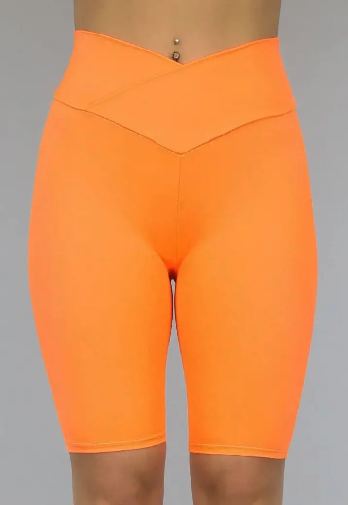 Oranje Biker Short met Gekruiste Band