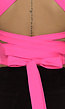 Neon Roze Strakke Top met Strappy Rug Detail
