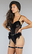 Fishnet Lingerie Set met Veren
