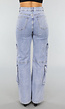 Denim Jeans met Hoge Taille en Cargo Zakken