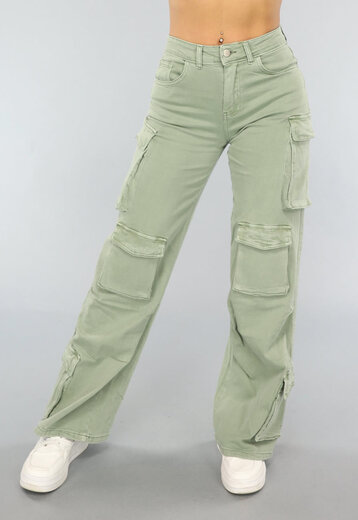 NEW2404 Khaki Wide Leg Carpenter Broek