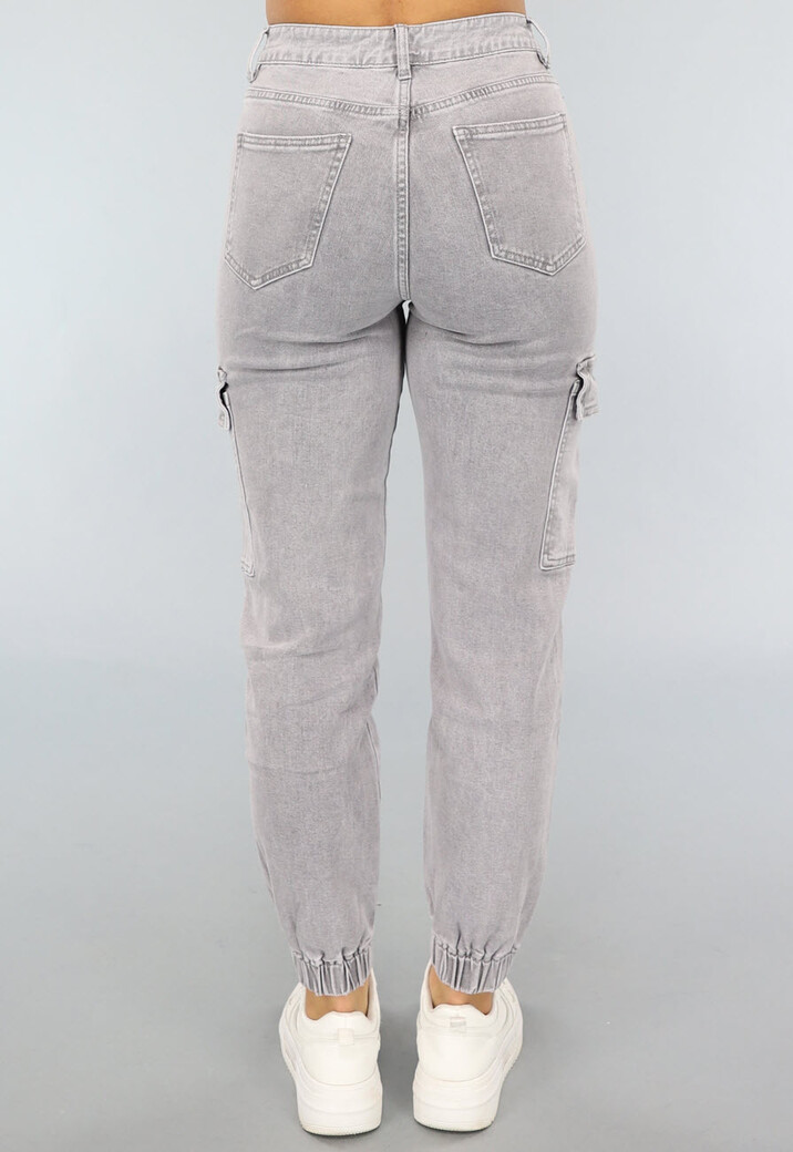 Lichtgrijze Stretch Carpenter Broek met Elastische Pijpen