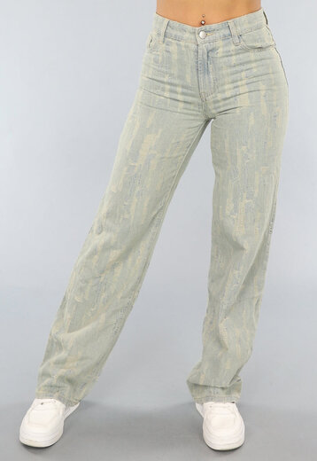 NEW2404 Vintage Wash Damaged Straight Leg Broek