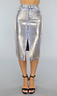 Denim Midi Rok met Gouden Coating