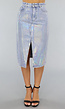 Holografische Coated Midi Denim Rok