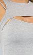 Grijze Rib Top met Borst Uitsnede in Kort Model