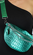Groene Metallic Croco Fanny Bag