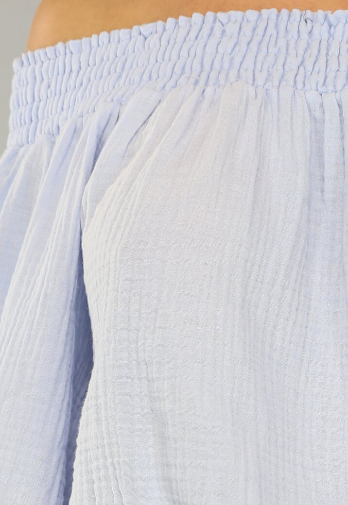 Lichtblauwe Stretch Playsuit van Mousseline Stof