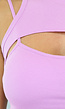 Paarse Rib Crop Top met Spaghettibandjes