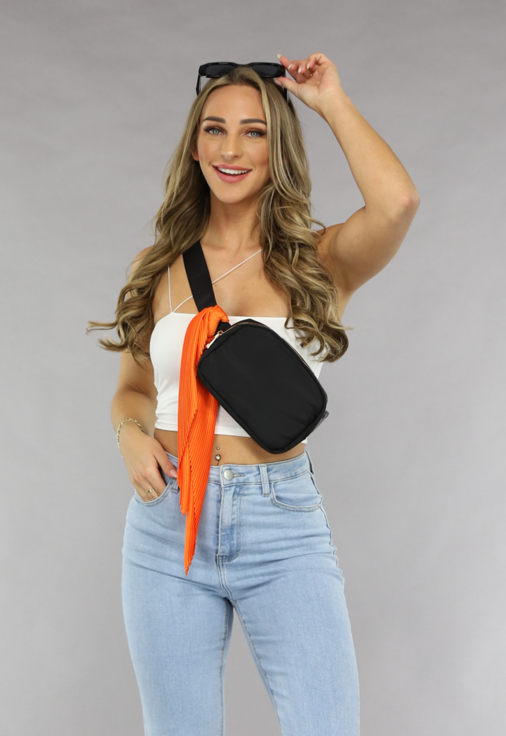 Oranje Ribstof Sjaal met Babylock