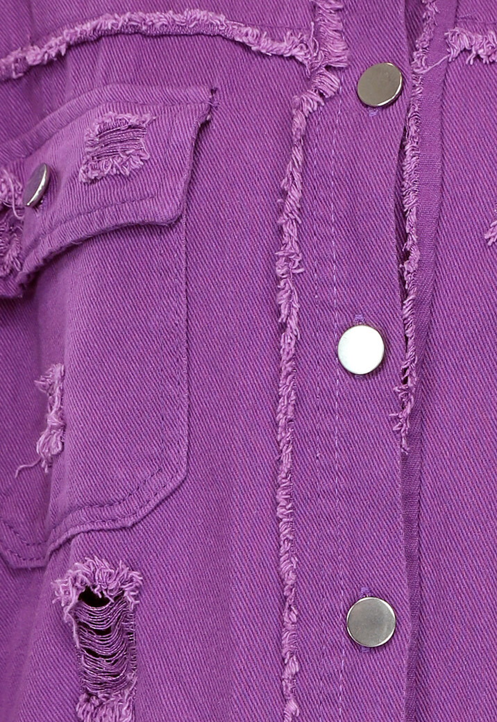 Paarse Denim Blouse met Zakken