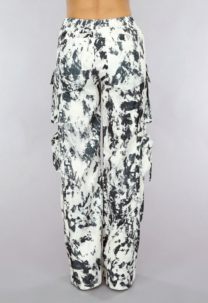Tall Zwart/Witte Gevlekte Utility Broek