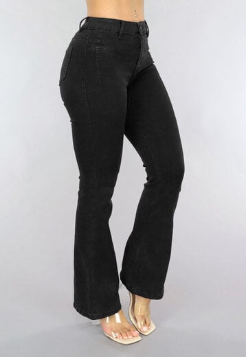 NEW0105 Antraciet Straight Leg Jeans met Sierzakken