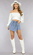 Geplooide Denim Overslag Skort in Lichtblauw met Knopen