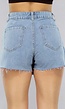 Geplooide Denim Overslag Skort in Lichtblauw met Knopen