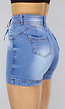 Denim Short met Strikdetail