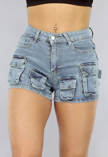 NEW0105 Blauwe Denim Cargo Short