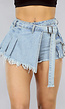 Denim Overslag Skort met Riempje in Lichtblauw
