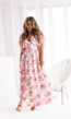 Flowy Roze Bloemen Jurk met Korte Ruched Mouwen