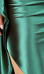 Groene Satin Stretch Avondjurk met One Shoulder