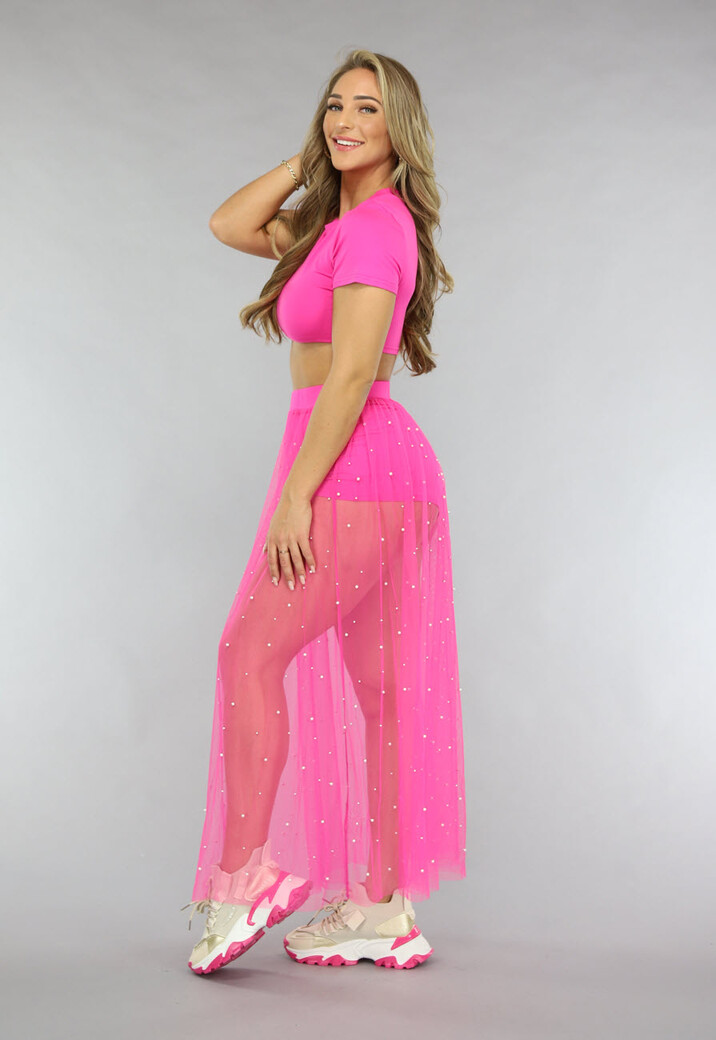 Fuchsia Festival Two Piece met Parels