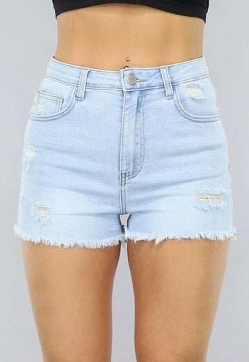 NEW0805 Lichtblauwe Ripped Jeans Short