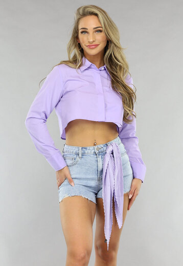 Lila Glanzend Rib Sjaaltje