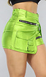 Groene Metallic Overslag Cargo Skort