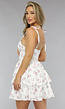 Witte Layered Bloemenjurk met Strikdetail