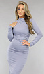 Longsleeve Bodycon Jurk met Split in Lavendel