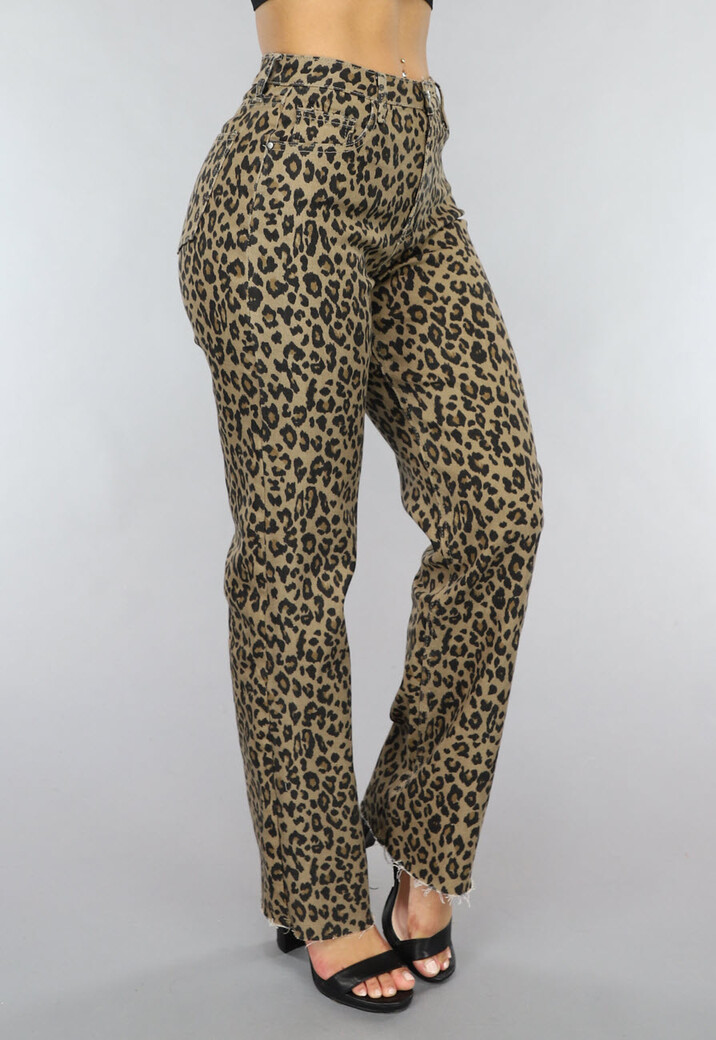 Straight Leg Jeans met Panterprint