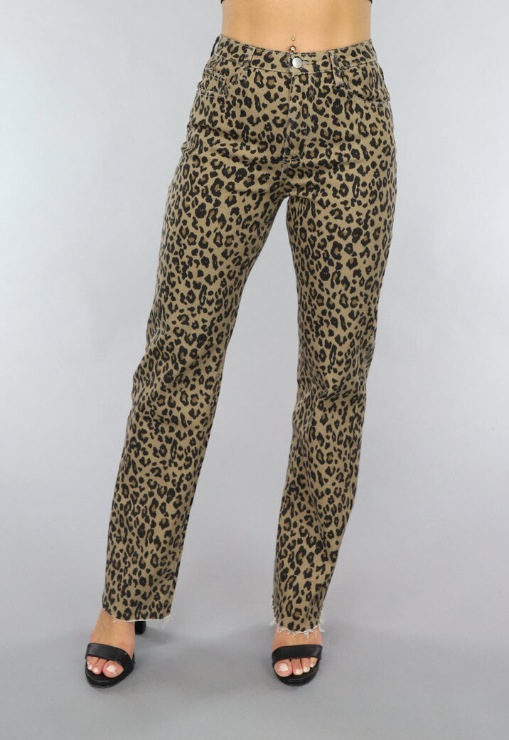 Straight Leg Jeans met Panterprint