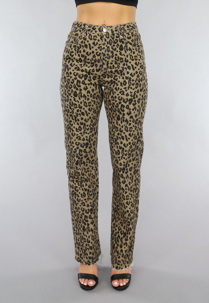 Straight Leg Jeans met Panterprint