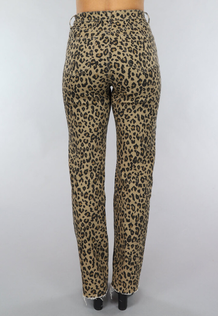 Straight Leg Jeans met Panterprint