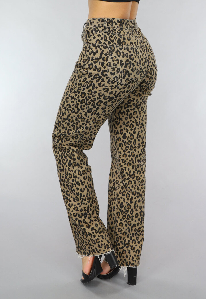 Straight Leg Jeans met Panterprint
