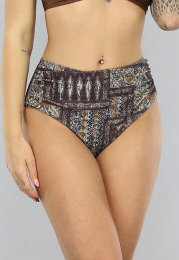 OP=OP.AV.05 Geplooide High Waist Bikini Slip met Print