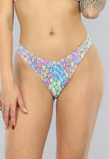 OP=OP.AV.05 Gesmokte Cheeky Bikinislip met Bloemenprint