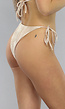 Glimmend Beige Tanga Bikinibroekje met Strikdetail