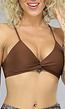 Bruine Twist Halter Bikini Top met Uitneembare Pads