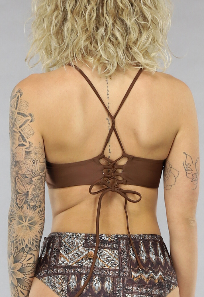 Bruine Twist Halter Bikini Top met Uitneembare Pads