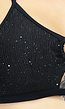 Zwarte Glitter Triangel Bikini Top met Cutout