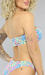 Gesmokte Bandeau Bikini Top met Bloemenprint