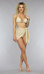 Beige Wavy Bikini Set met Rokje