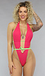Fuchsia Badpak met Neon Groen Strikdetail